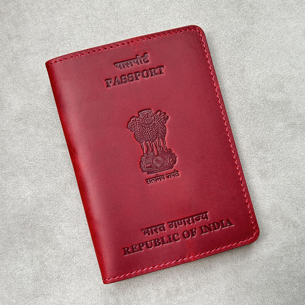 Travel Accessories India - غلاف جواز سفر من الجلد الطبيعي
