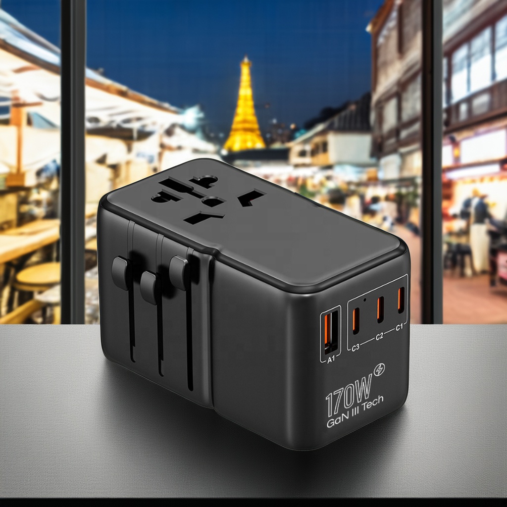 Travel Adapter Universal - شاحن عالمي متعدد المنافذ بقوة 170