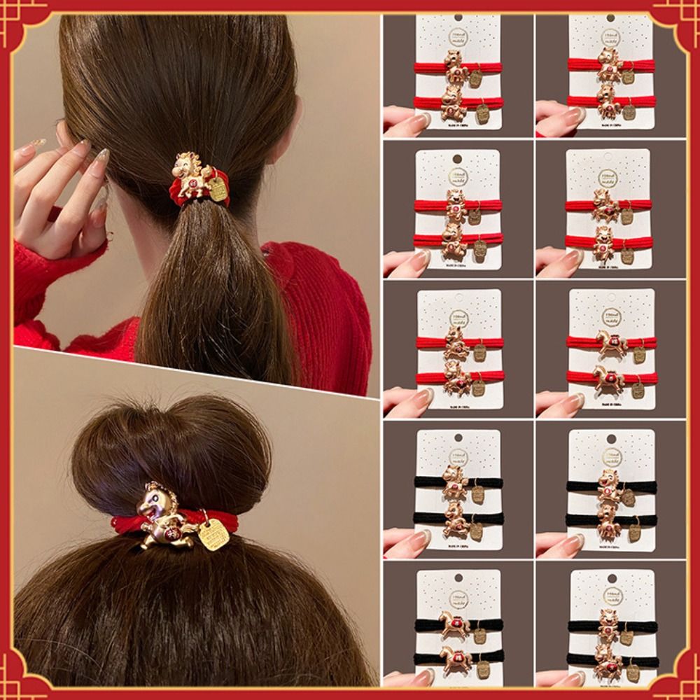 Travel Accessories Girls - ربطة شعر حمراء عصرية بتصميم حبل