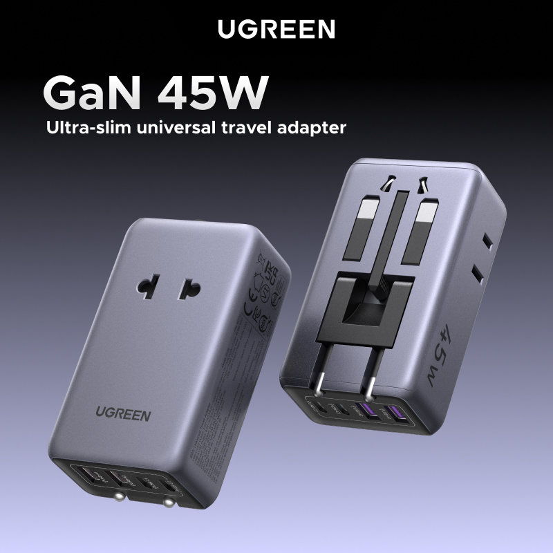 محول طاقة UGREEN GaN بقوة 45 و - مراجعة Travel Adapter Universal وسعره