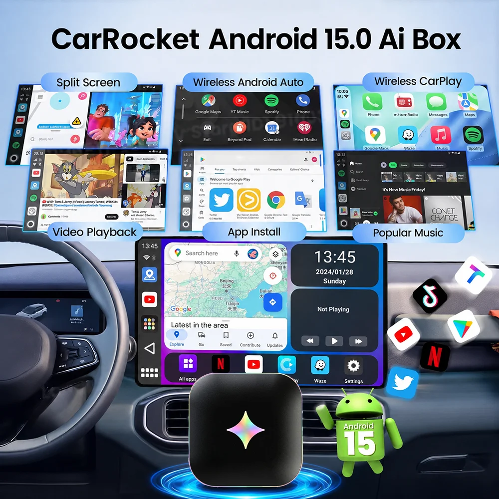 صندوق CarPlay Ai Box CarRocket - مراجعة Travel Adapter Universal وسعره